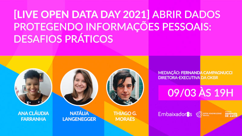 O cartaz digital para o webinar de dados abertos e proteção de dados.