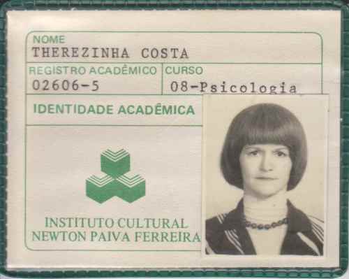 Therezinha's student card.